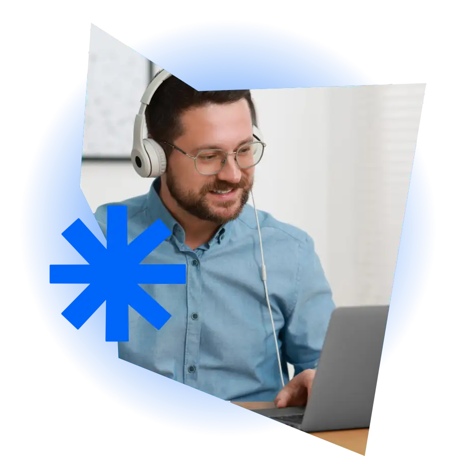 Professional team member working with technology